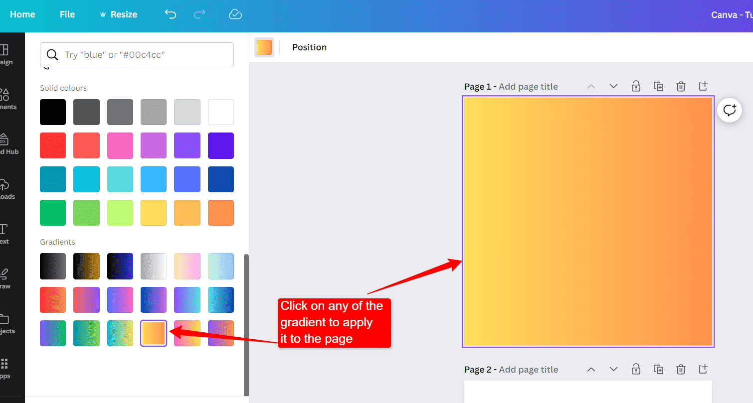 how to make background gradient in canva