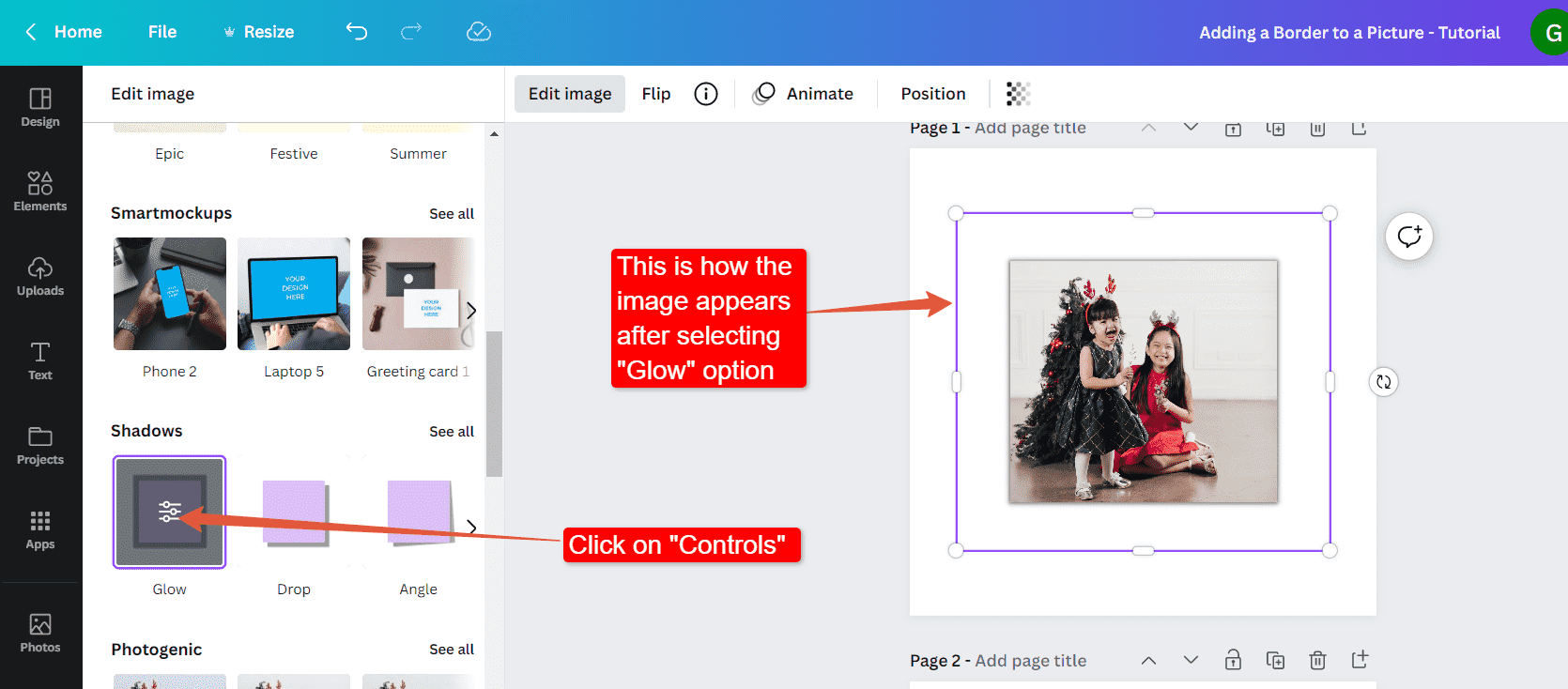 how to add border to image in canva