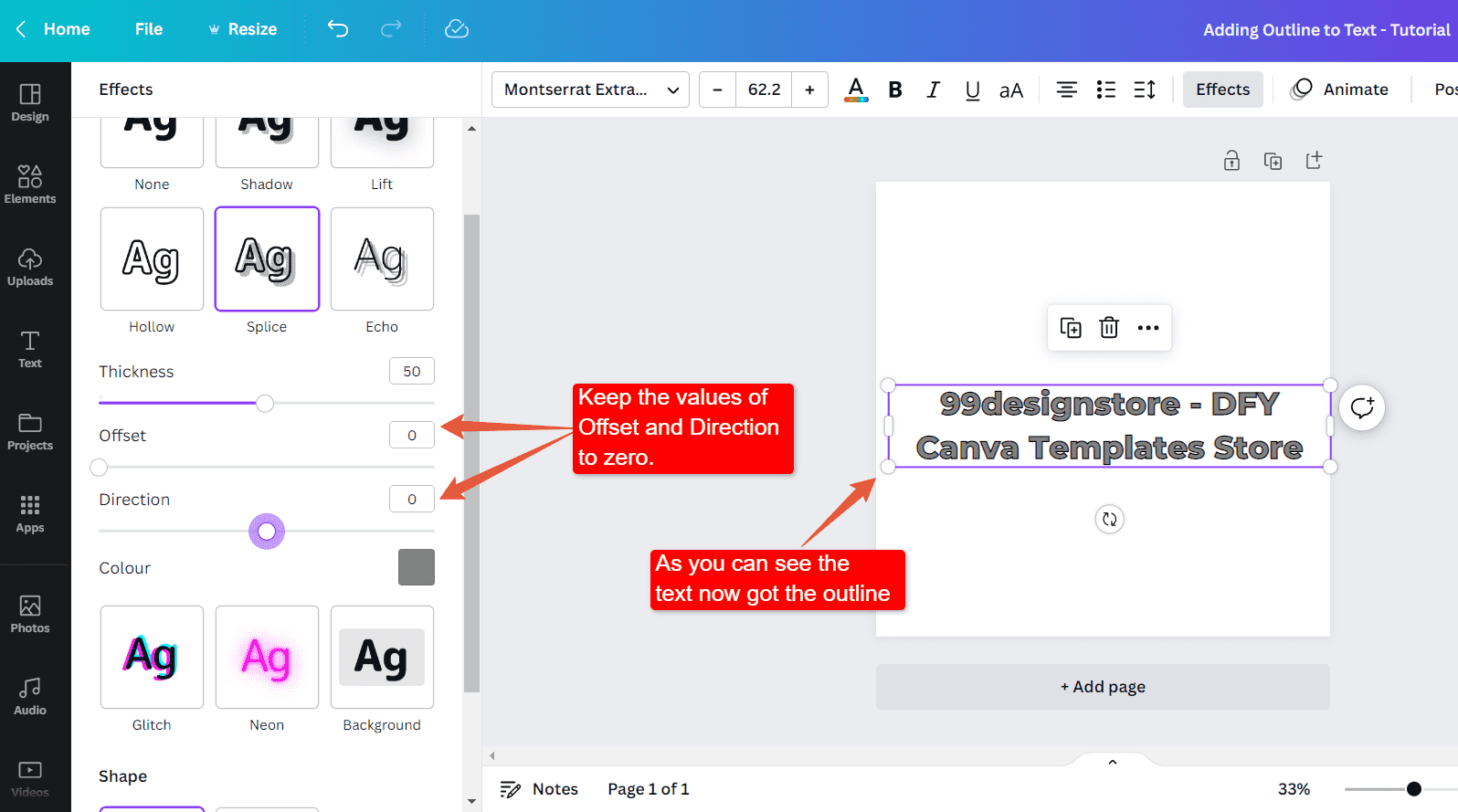 how to outline text box in canva