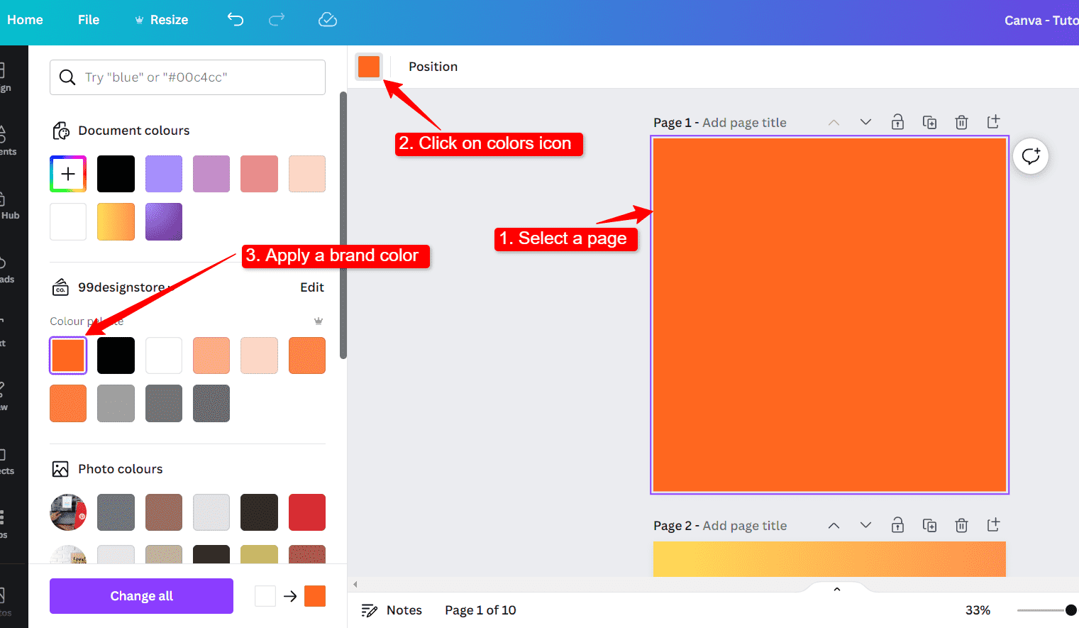 how to make my brand color gradient in canva